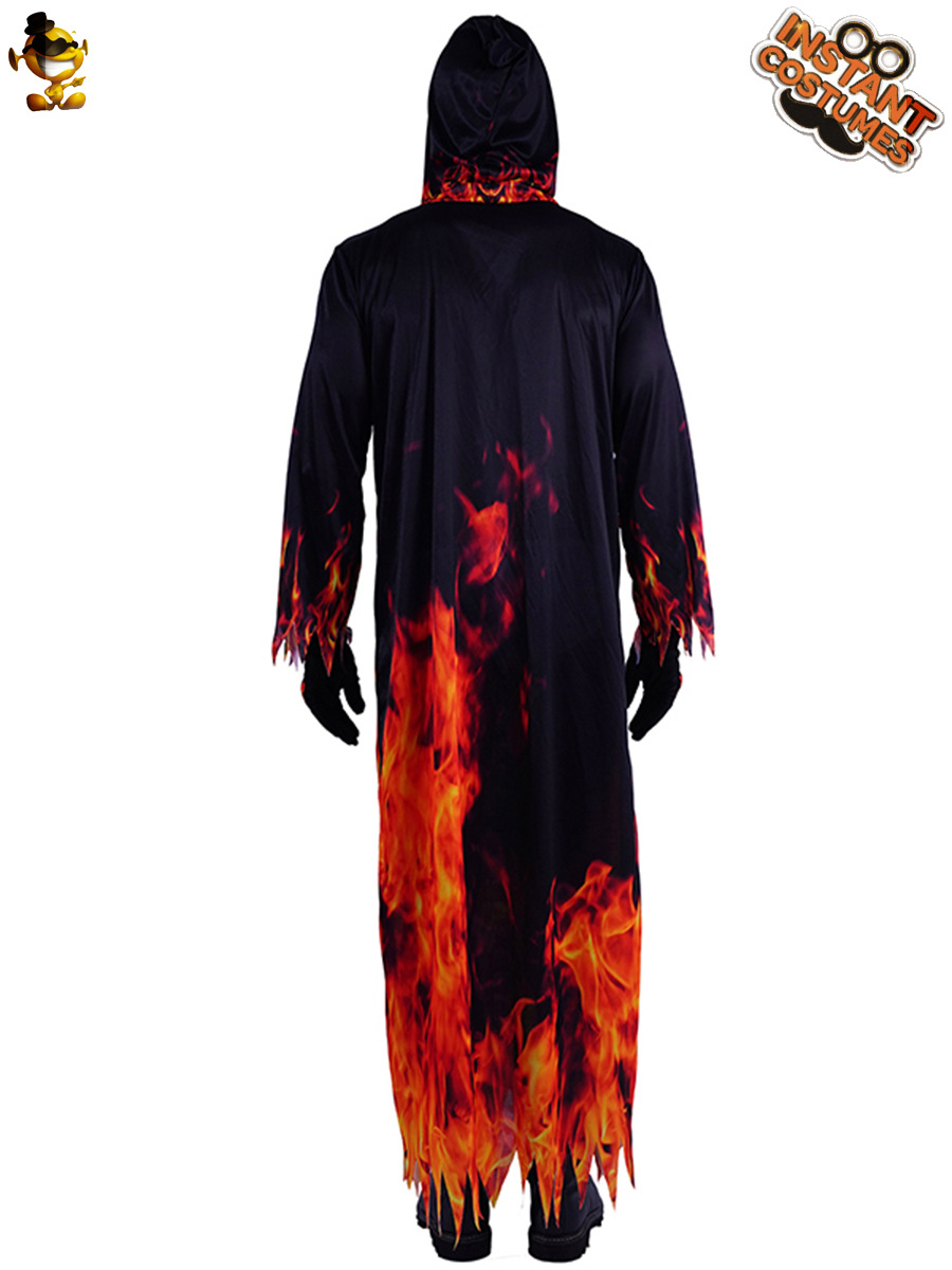 Hombres fantasma cráneo llama traje Halloween horror demonio traje fantasma Festival Cosplay