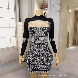 Cross-Border Performance Clothing, New Black Shawl, Fake Translucent Temperament, Hip-Hugging Skirt, Female Group Stage Singing Clothing, Photo Studio Exhibition Hall