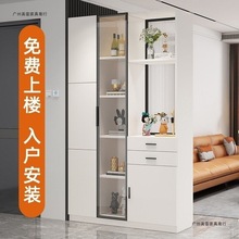 轻奢玻璃玄关柜现代简约酒柜间厅柜子鞋柜欧式入户客厅屏风隔断柜