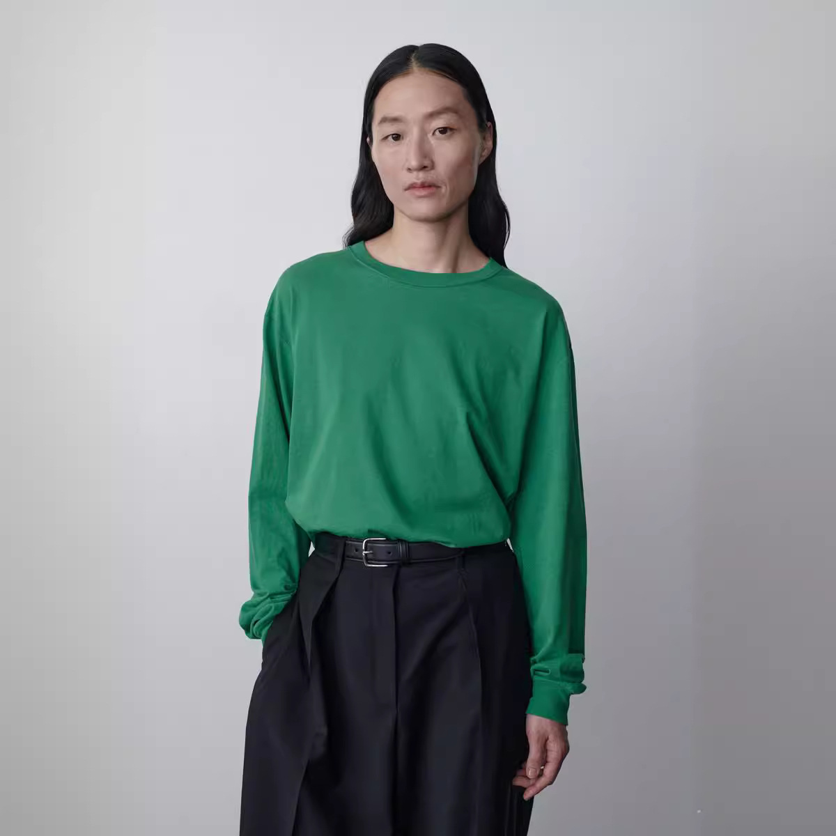ROW 22 Spring/Autumn Style Soft and Comfortable Round Neck Long Sleeve T-Shirt, Simple, Stylish, Versatile Women's Base Layer