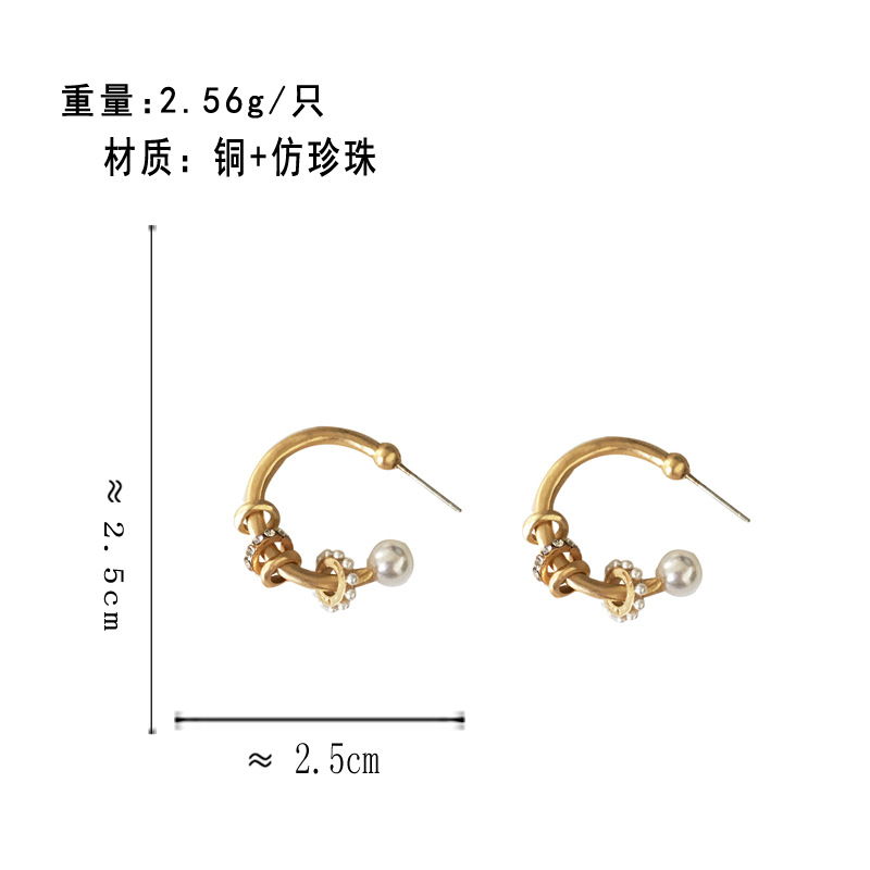 Sterling Silver Needle Japanese And Korean Style Fashionable All-match C- Shaped Earrings Personalized Simple Metal Texture Frosted Earrings H3627 display picture 1