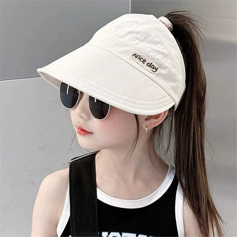 Летняя УФ-солнцезащитная шляпа для девочек, быстросохнущая детская шапка, детская кепка с тонким пустым верхом, солнцезащитная шляпа