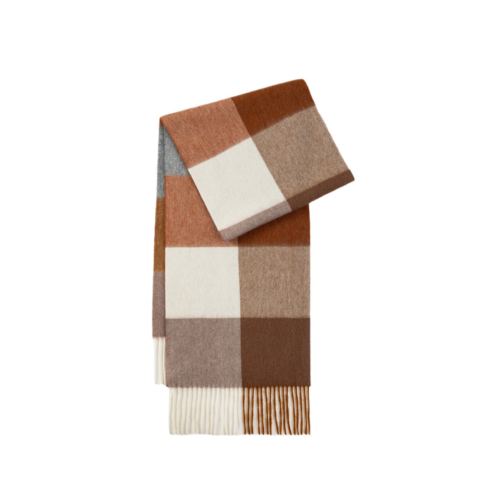 Nuevo estilo europeo y americano 100% bufanda de lana para mujer otoño e invierno chal a cuadros de alta calidad bufanda de borla simple salvaje al por mayor