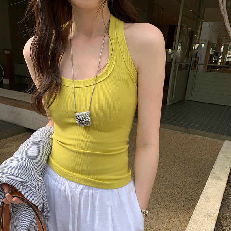 New Spice Girl Hanging Neck Sports Sleeveless I-shaped Vest Women's Spring and Summer Outer Wear Inner Base Strap Top