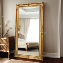 实木高端雕花欧式奢华穿衣镜子全身镜落地试衣镜卧室超大镜子壁挂