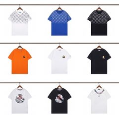 25 New Mon トレンドブランド 新品 ラウンドネック フロントパターン 刺繍 半袖 Tシャツ 男女同型 メンズ 半袖 夏
