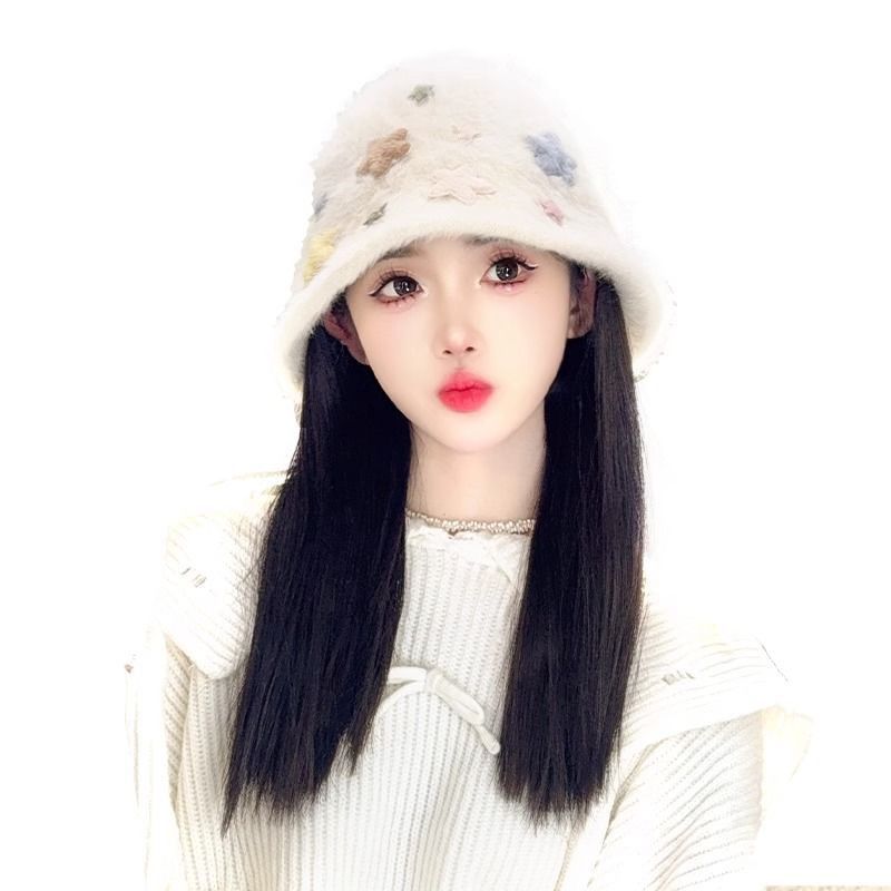 2023 Autumn and Winter New Hat Wig All-In-One Women's Short Straight Hair Fashionable Imitation Rabbit Hair Fisherman Hat Natural Wig Hat