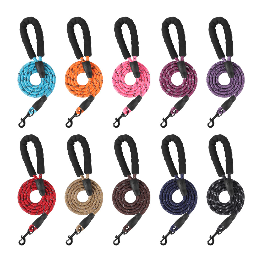 Cuerdas de tracción de perros de diez colores opcionales de hilo reflectante trenzado de nylon cuerdas redondas de perros cordas de perros duraderas