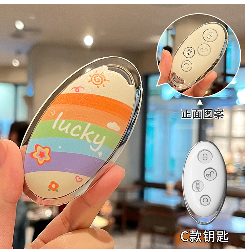 Suitable for Byd Dolphin Key Cover Han Ev Cartoon Pattern Seagull Destroyer 05 All-Inclusive Tpu Protective Shell Bag