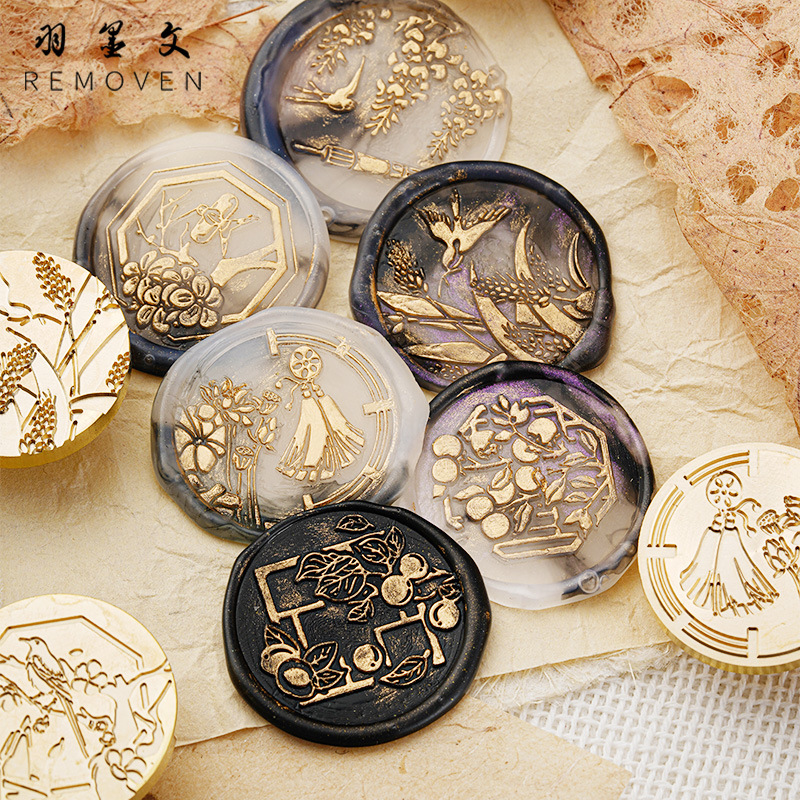 Yumowen original fire paint seal twenty-four solar terms Ⅱ national style ink sealing wax decorative seal