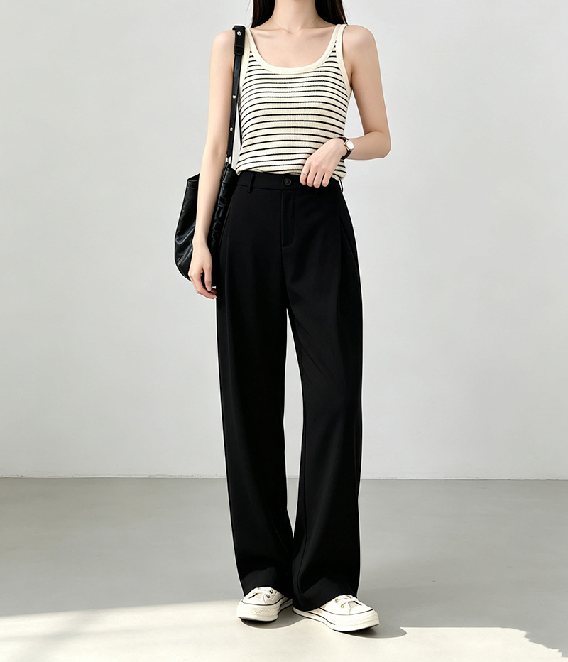 Quần culottes nữ ống rộng cạp cao vải mát mùa hè — đen