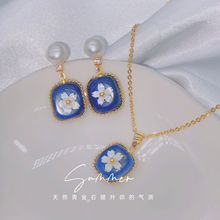 天然青金石淡水珍珠耳环原创设计S925针耳钉民族风绕线耳坠国风