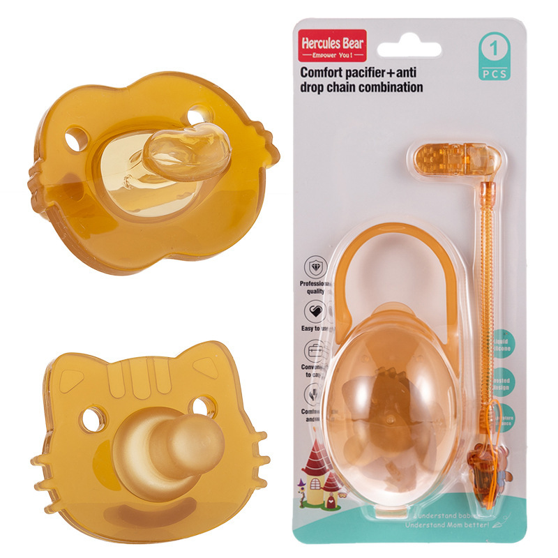 Foreign trade export card baby cartoon silicone pacifier nano silver pacifier delivery storage box anti-drop chain
