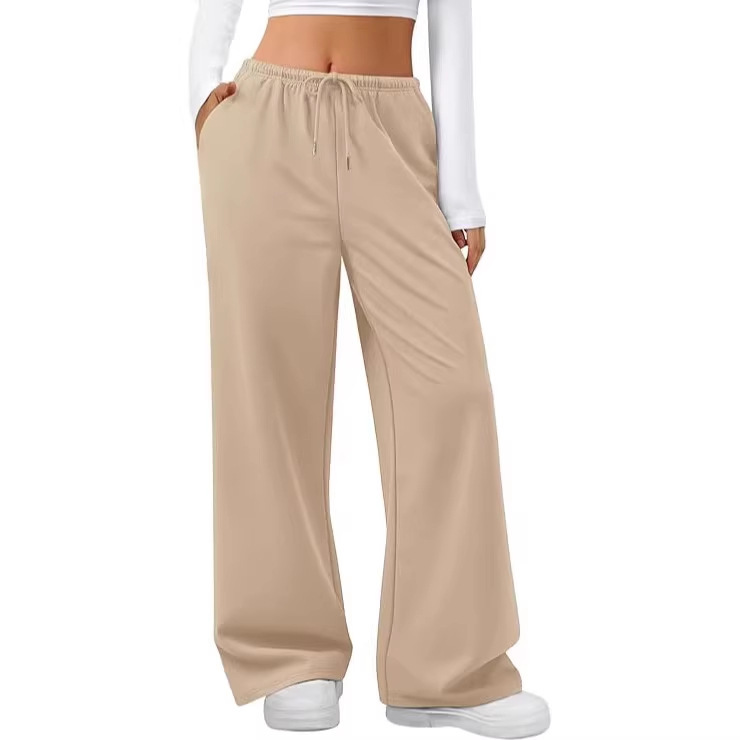 Amazon Cross-Border Hot-Selling Three-Piece Set of Women's Jogger Pants, Us Size, Drawstring Elastic Waist Sweatpants, Solid Color, Plus-Size Sports Pants