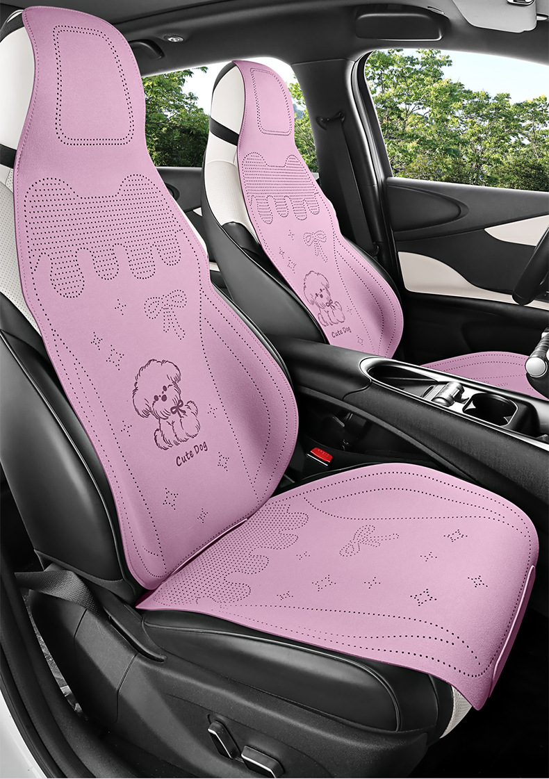 Car Seat Cushion Cartoon Suede Half-Cover Seat Cover New Style Cute Breathable Car Seat Cushion for Women