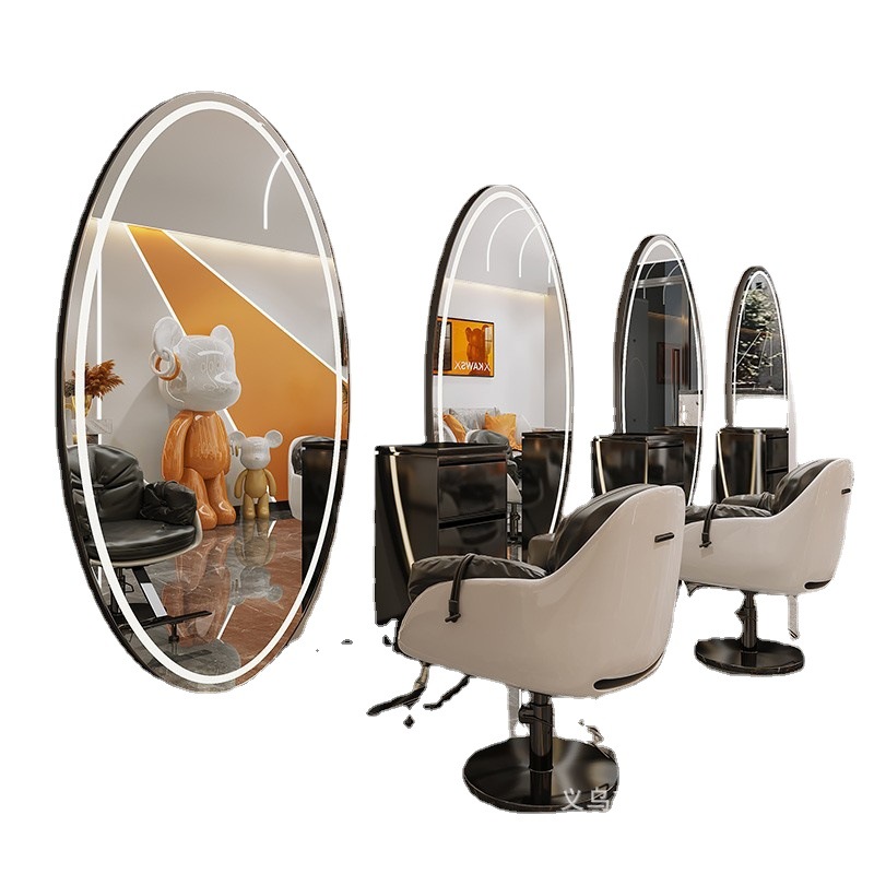 Espejo de Peluquería Inteligente con Luz LED de Metal Ovalado para Salón de Belleza image 6