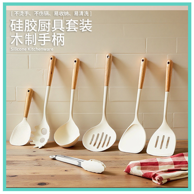 New Silicone Spatula and Soup Spoon Kitchen Utensil Set, High Temperature Resistant, Non-Stick, for Kitchen Cooking and Home Use New Silicone Spatula and Soup Spoon Kitchen Utensil Set, High Temperature Resistant, Non-Stick, for Kitchen Cooking and Home Use