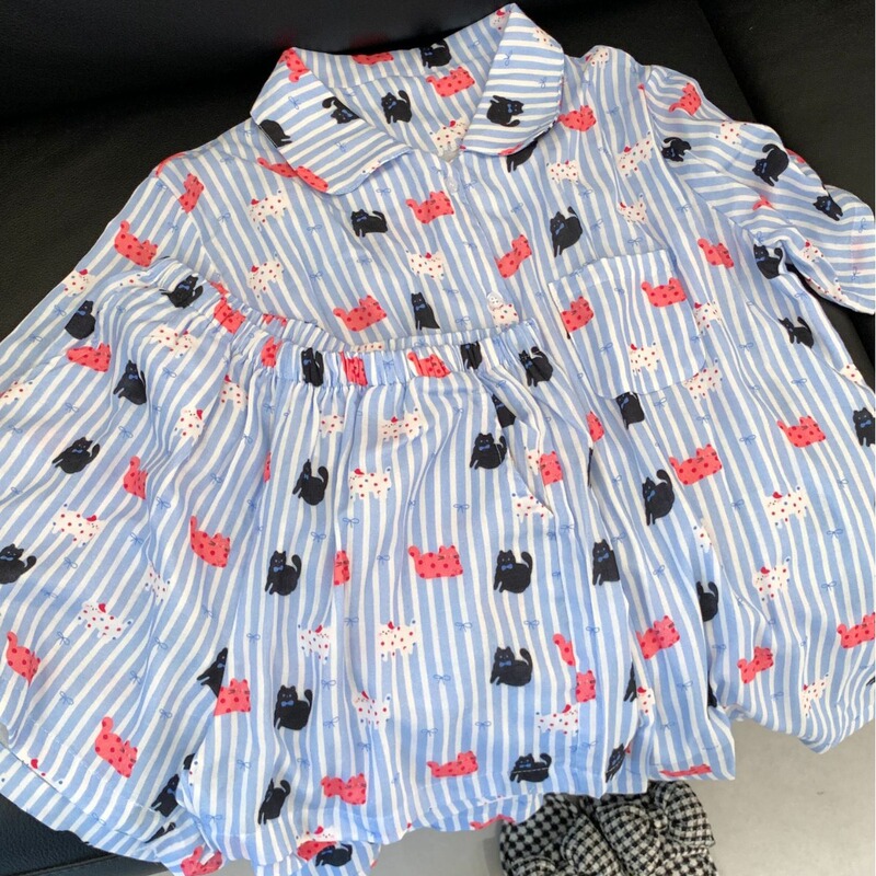 2024 Summer New Cotton Double Gauze Doll Collar Loose Short Sleeve Shorts Pajamas Home Clothes suit