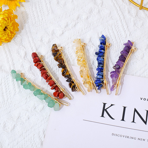 Cross-border new natural crystal crushed side clip hair clip for colored bangs hair clip for girls INS hair clip wholesale
