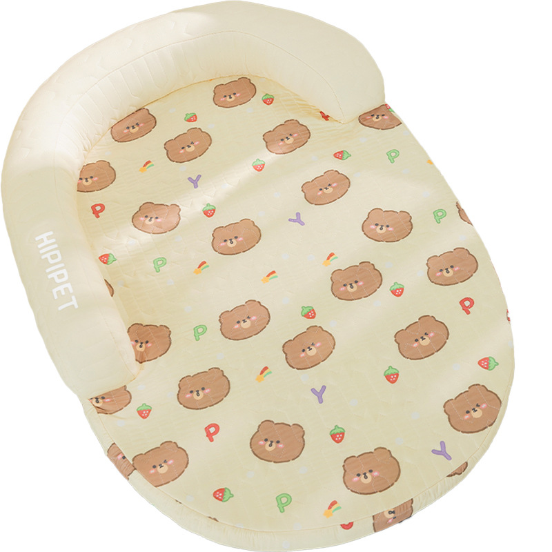 Perro primavera verano dibujos animados en forma de U almohada cojín de látex nido de perro gato nido fresco cojín para mascotas sofá nido de gato