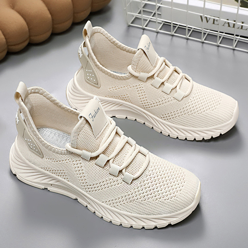 Zapatos mujer verano nuevo estilo volador tejido casual zapatos al por mayor temu estilo explosivo cómodo y transpirable calzado deportivo para mujer
