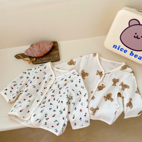 Children's Sun Protection Suit for Boys and Girls, Summer Thin Cotton Breathable UV Protection  Infant Baby Air Conditioner Shirt