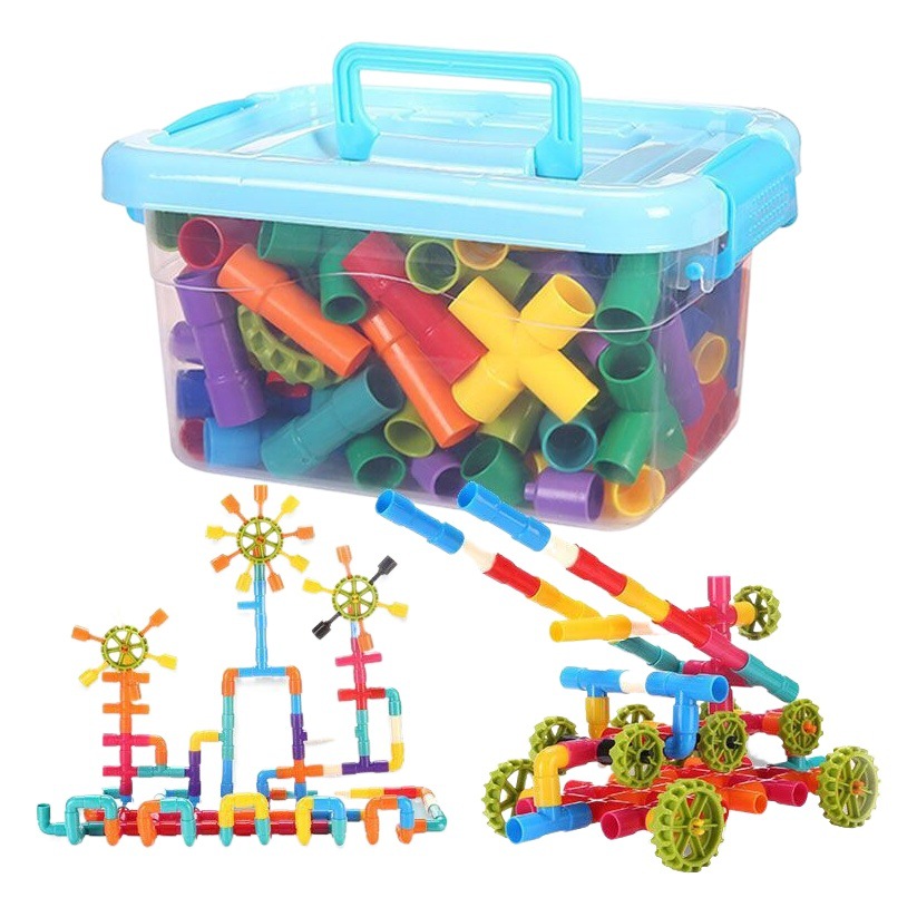 Bloques de construcción de tuberías de agua para niños rompecabezas ensamblando juguetes de plástico DIY Educación Temprana de Kindergarten transfronterizo ensamblando bloques de construcción al por mayor