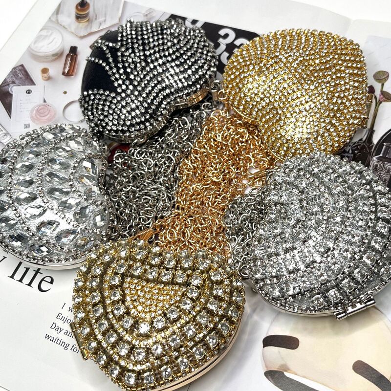 Heart-Shaped Rhinestone Fashion Crossbody Bag Handmade Bag New Mini Crossbody Lipstick Bag Lipstick Bag Crossbody Bag