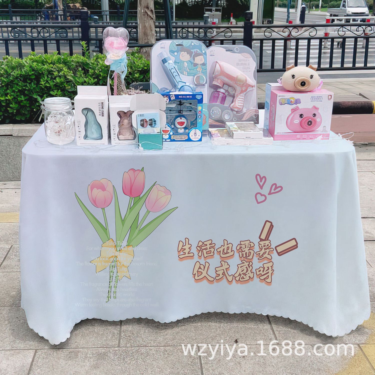 Venta de flores publicitarias publicidad mercado nocturno puestos de mesa tela carro mesa tela tela de mesa acera