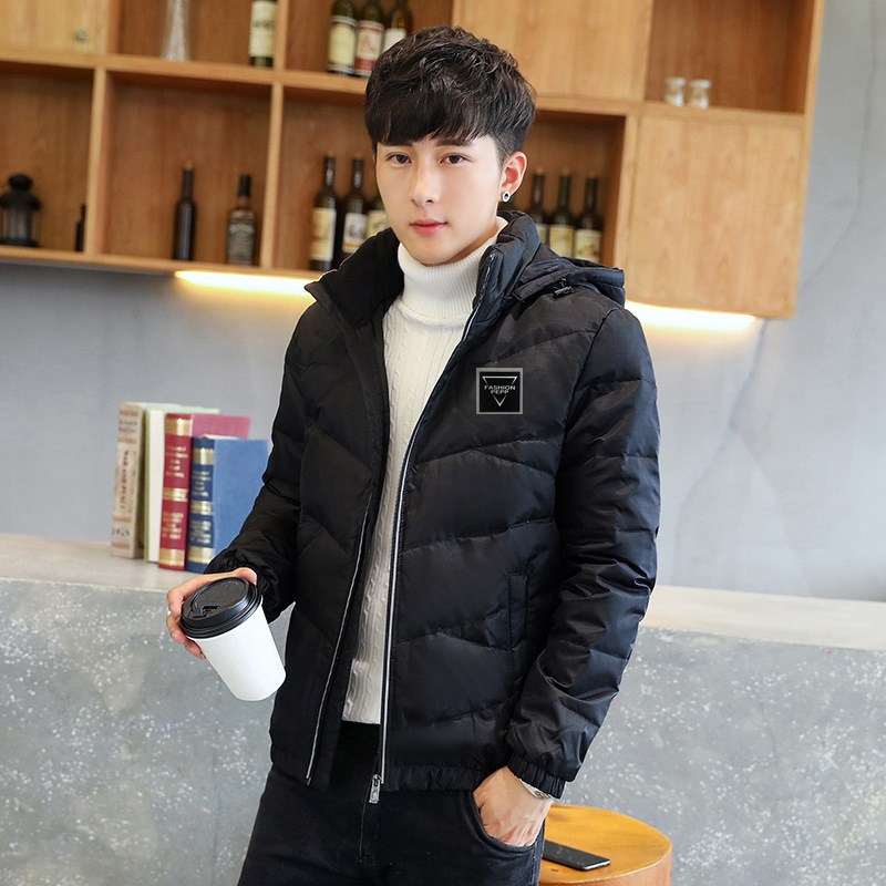 Clearance Down Jacket Men's Autumn and Winter Warm Hooded Down Jacket Men's Trendy Fashion Solid Color All-match Bread Suit