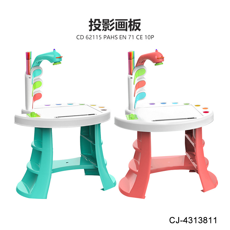 Cross-Border Projection Painting Table Drawing Board Cartoon Graffiti Multi-Functional Educational Kidsren's Early Education Projector Toy Wholesale