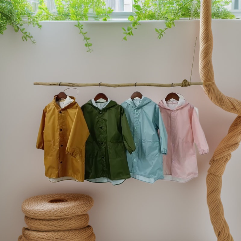 Japanese Single Tail Ins Style 3D Dinosaur Macaron Light Pu Large Hat Brim Schoolbag Children's Raincoat