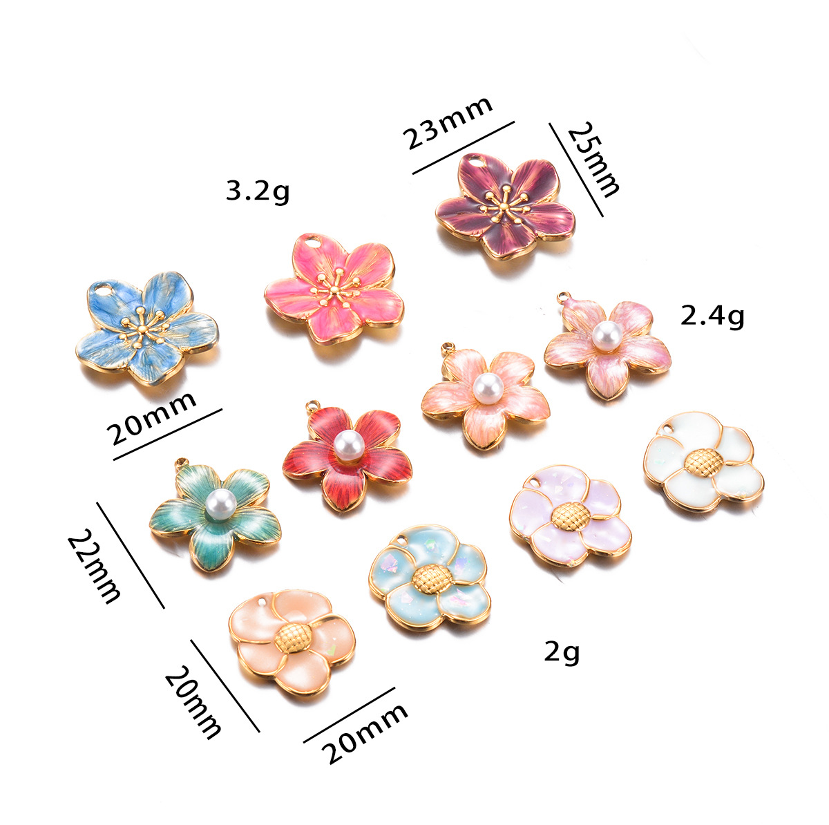 20g Weight 1 Piece 304 Stainless Steel PVD Coated Flower Petal Pendant DIY Jewelry Accessories Bracelets