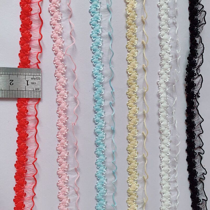 1.5cm Color Stretch Fish Silk Elastic Band Garment Accessories Wave Ribbon Decorative Lace Collar Material