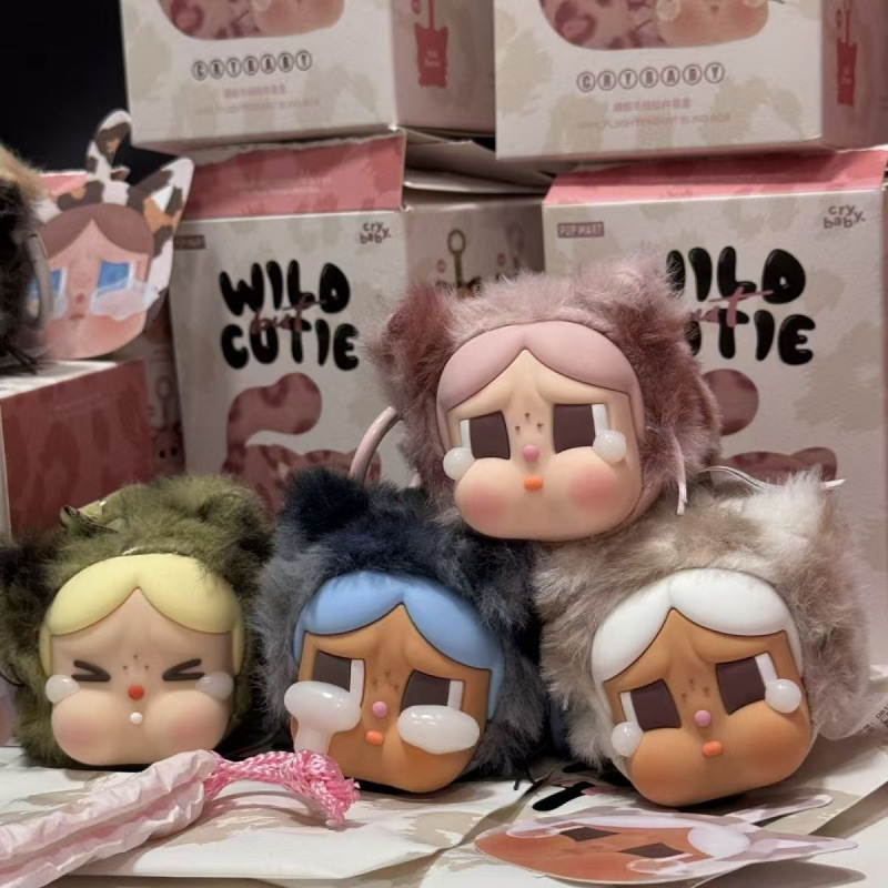 现货新品哭娃CRYBABY豹豹猫猫系列搪胶毛绒挂件钥匙盲盒礼物玩具|undefined