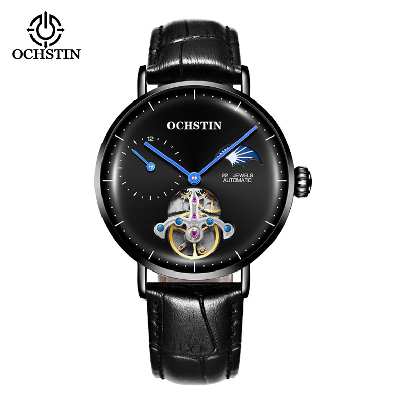 Ochstin月像透かし彫り飛輪機械時計男性時計全自動生放送クロスボーダービジネスベルト機械腕時計|undefined