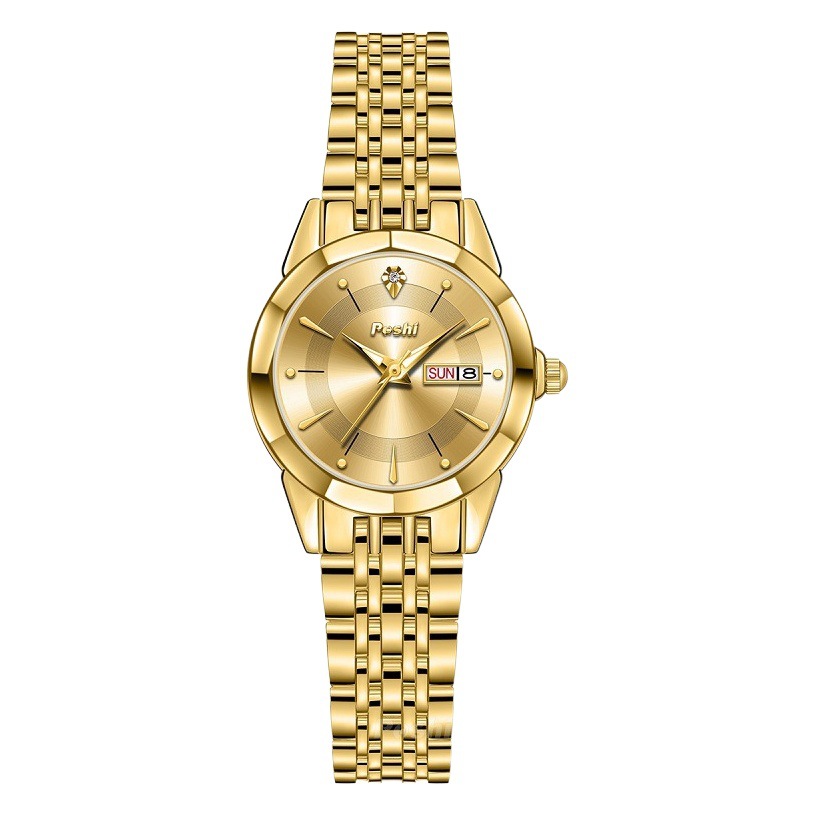 Poshi nueva moda mujer reloj de cuarzo simple casual mujer reloj impermeable doble calendario reloj de mujer moda