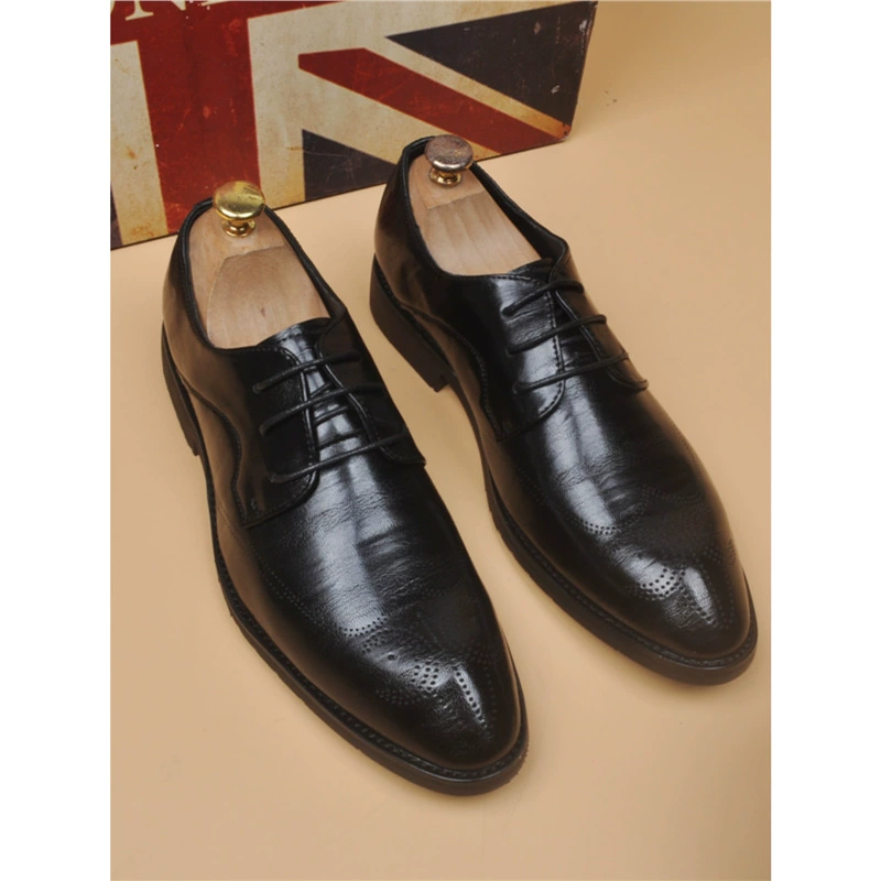 Бизнес-обувь мужская кожаная английская дышащая шнуровка черная внутренняя кожа высокая мягкая кожа удобная работа мужская модная обувь свадебная обувь