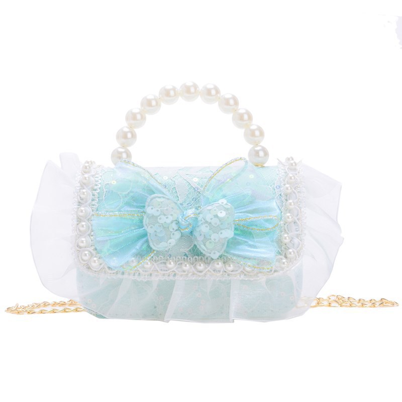 Nuevo encaje perla arco bolso cuadrado bolso de estilo extranjero versátil pequeño viento fragante bolso de chicas bolso de moda bolso de niños