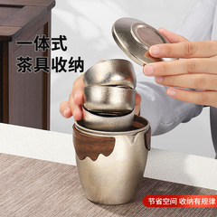 純チタン屋外茶器チタン旅行茶器セット鷹口煮込み湯飲み