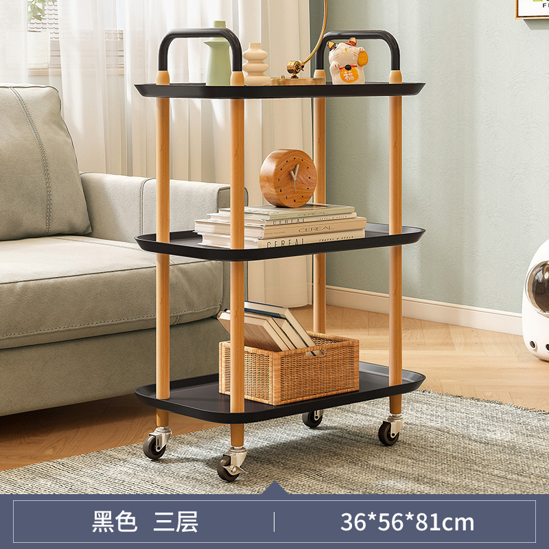 Estante de carro de cabecera de viento crema Estante de almacenamiento de bocadillos multicapa con ruedas para el hogar simple Estante de almacenamiento de teléfonos móviles