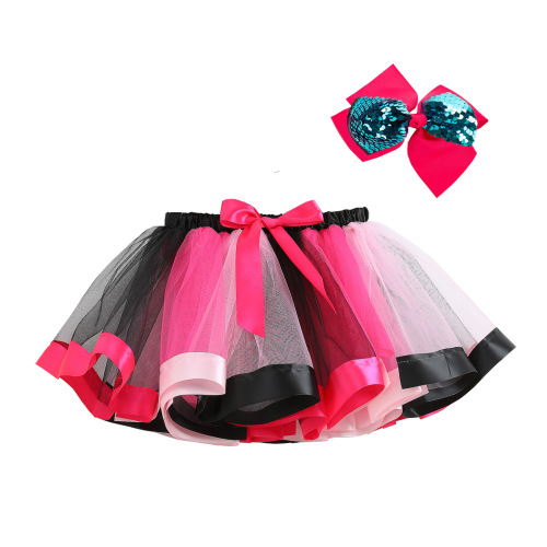 European and American-style mesh rainbow tutu skirt | Kids' tulle half-body princess dress | Includes a bow headband – perfect baby dress