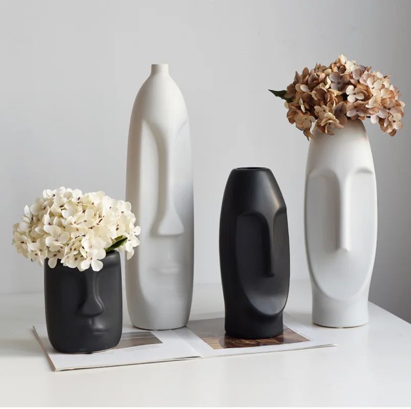 Nórdico creativo decoración sala de estar estudio pasillo decoración del hogar artesanías de cerámica Modelo de la habitación cabeza retrato decoración al por mayor