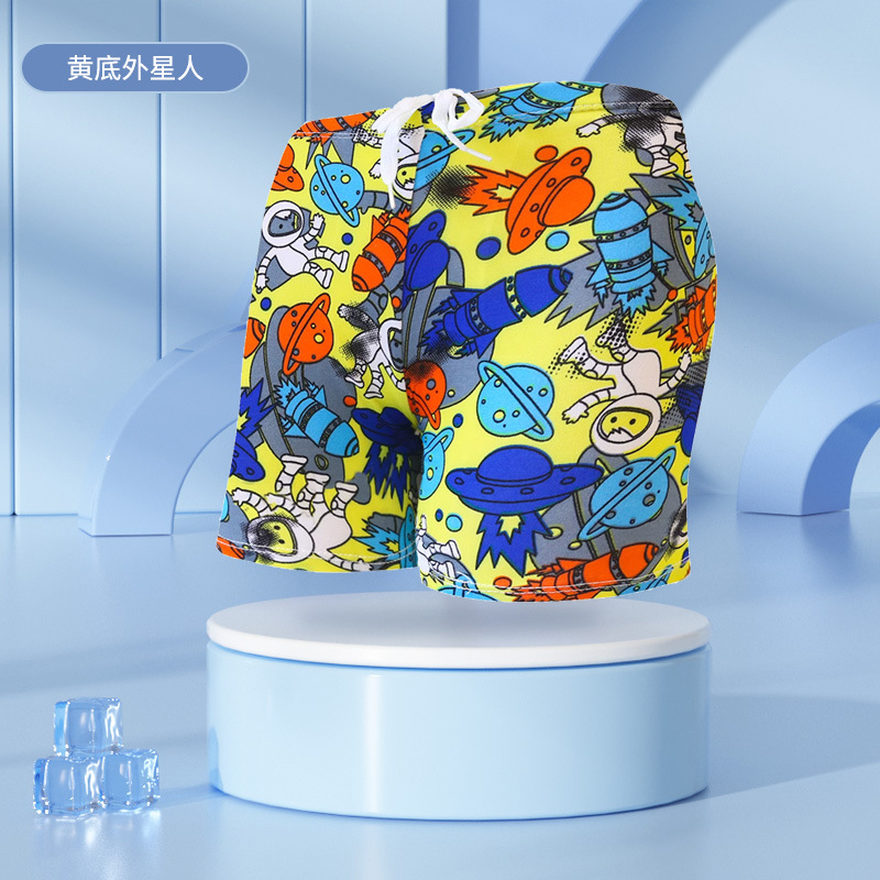Nuevos niños bañador boxeador cómodo con cordones pantalones de playa para niños y niños dibujos animados impreso bañador ventas directas de fábrica