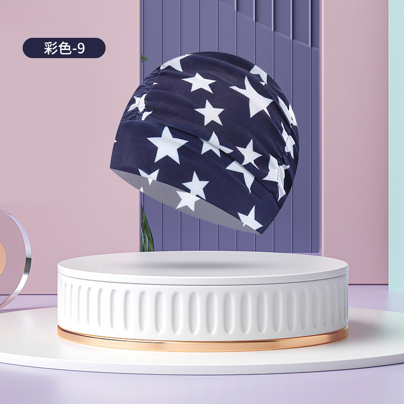 Sombrero de tela de natación adulto unisex cuidado del cabello protección del oído gorro de natación moda no-apriete cabeza plisada gorro de natación al por mayor