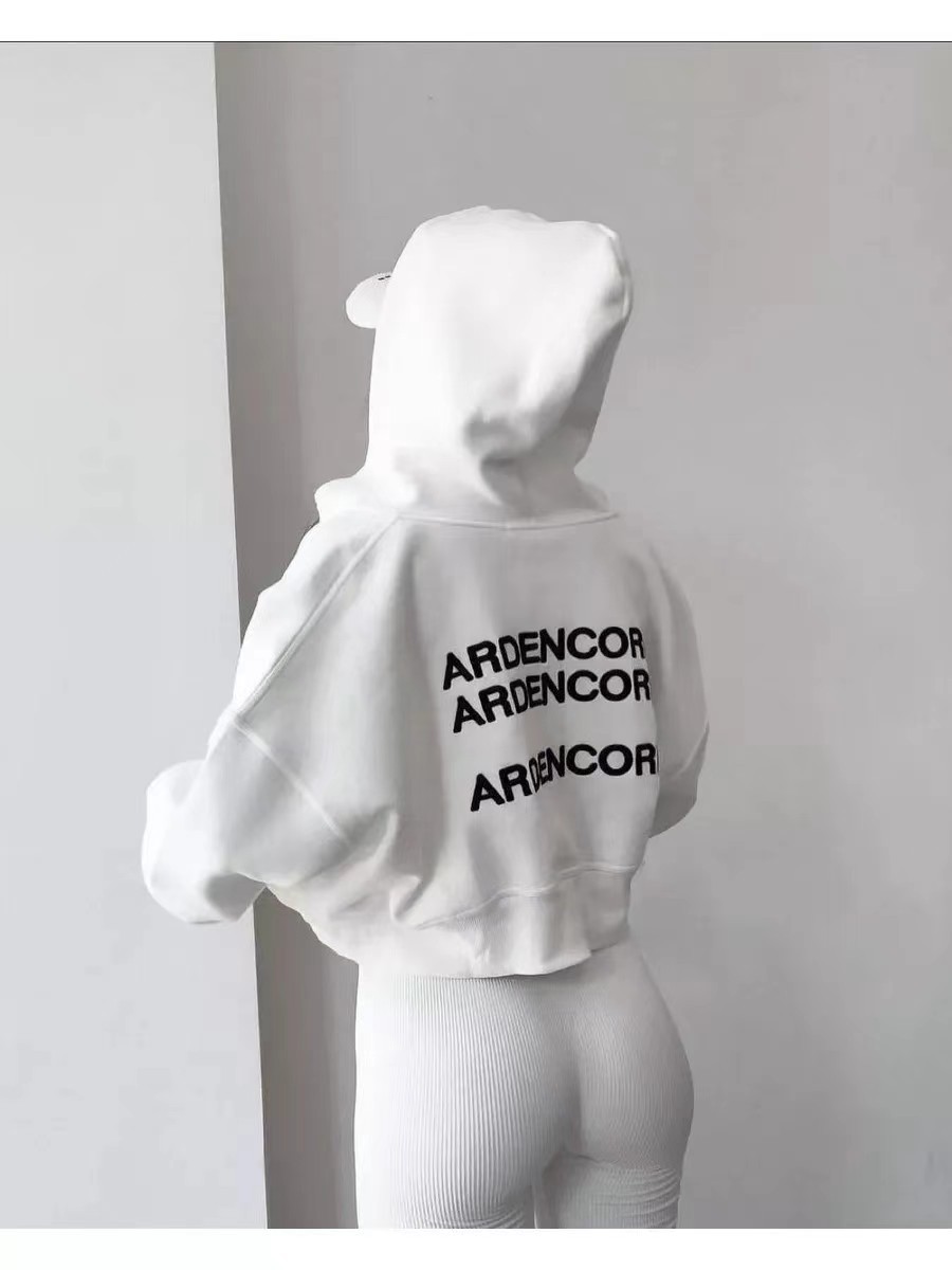 Felpa corta con cappuccio e cerniera, calda e alla moda, autunno inverno 2024, nuova, versatile, ampia, per ragazza calda_voghion.com