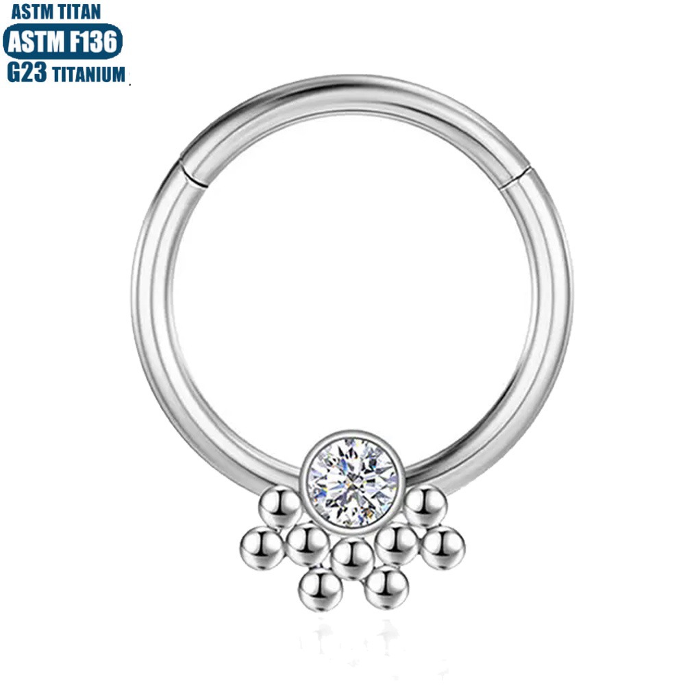 Silver pointed spike labret stud material detail
