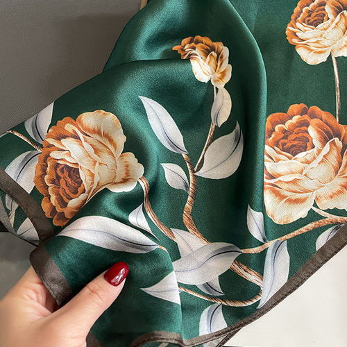  Temperament silk square scarf for women, spring, autumn and summer mulberry silk decorative scarf with shirt scarf gauze scarf
