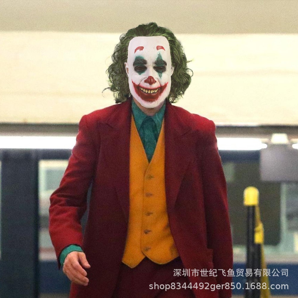 Joker máscara de payaso Batman parodia horror blanco y negro sombrero de payaso de Halloween divertido de vestir