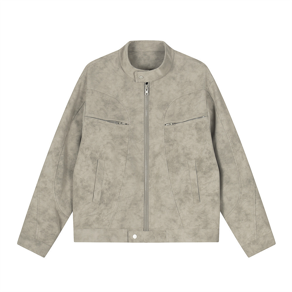 Punk-Bomberjacke im Vintage-Motorradstil mit Batikmuster für Herren, Herbst/Winter, Zwei-Wege-Reißverschluss, Stehkragen, PU-Leder_voghion.com